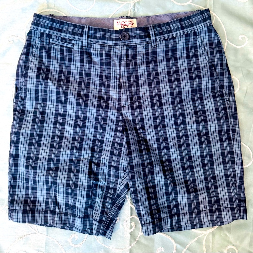 Original Penguin men’s size 32 blue plaid shorts EUC